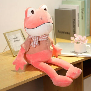 Kawii 38cm-90cm Funny Long Legs Frog With Scarf Plush Toys Soft Stuffed Cartoon Animals Doll Kids Accompany Boys Best Gifts