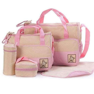 Planet Gates Pink 39*28.5*17CM 5pcs Baby Diaper Bag Suits For Mom Baby Bottle Holder Mother  Stroller Maternity Nappy Bags Sets