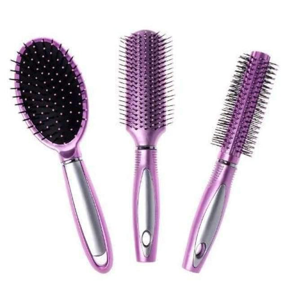 Planet Gates Pink 3Pcs Hair Massage Brush Styling Hairdressing Comb Set Salon curly Dressing Brush Hair Care Styling Tools Pink Silver Blue