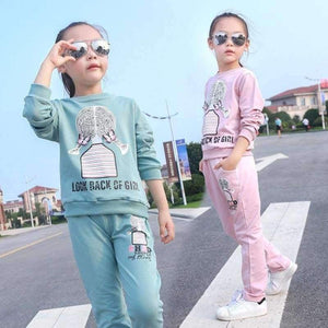 Planet Gates Pink / 3T Girls clothing sets cartoon girl sport suit teenage girls clothes school children clothing set 3-13 years kids clothes tracksuit