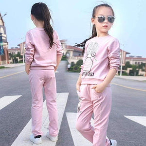 Planet Gates Pink / 3T Girls clothing sets cartoon girl sport suit teenage girls clothes school children clothing set 3-13 years kids clothes tracksuit