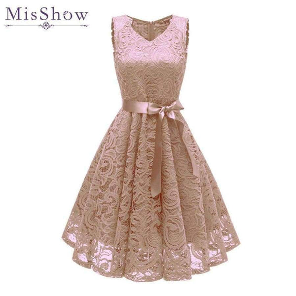 Planet Gates Pink / 4 Cocktail Dress 2018 Women Knee Length Formal Gown V Neck Cocktail Party Dresses Vestido Coquetel With Sash