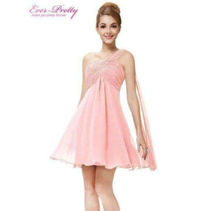 Planet Gates Pink / 4 Cocktail Dresses Ever Pretty HE03537 One Shoulder Ruffles Padded Chiffon Short Vestido 2018 Cocktail Dresses