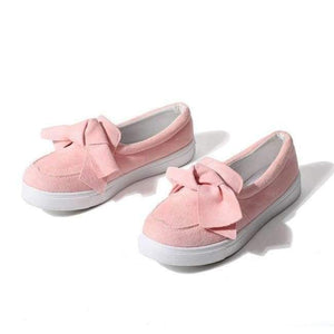 Planet Gates Pink / 4 MCCKLE Women Loafers Plus Size Platform Slip On Bowtie Flat Shoes Sewing Casual Bowknot Shoe For Female Flock Moccasins Footwear