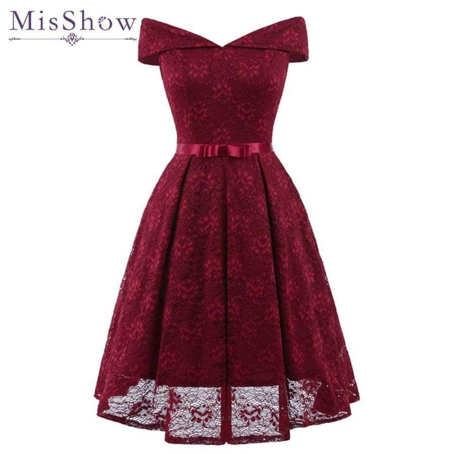 Planet Gates Pink / 4 Party Dress 2018 Women Elegant A-Line Short Cocktail Dresses Keen Length Burgundy Lady Off the Shoulder Prom Dress