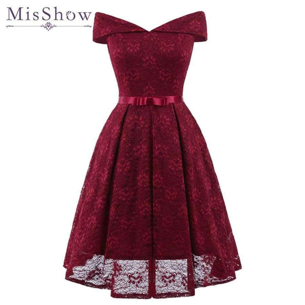 Planet Gates Pink / 4 Party Dress 2018 Women Elegant A-Line Short Cocktail Dresses Keen Length Burgundy Lady Off the Shoulder Prom Dress