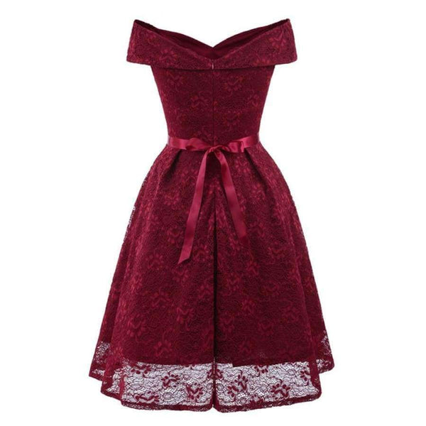 Planet Gates Pink / 4 Party Dress 2018 Women Elegant A-Line Short Cocktail Dresses Keen Length Burgundy Lady Off the Shoulder Prom Dress