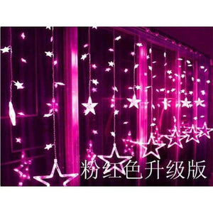 Planet Gates Pink 48star LAIMAIK AC110V or 220V Holiday Lighting LED Fairy Star Curtain String luminarias Garland Decoration Christmas Wedding Light 2M