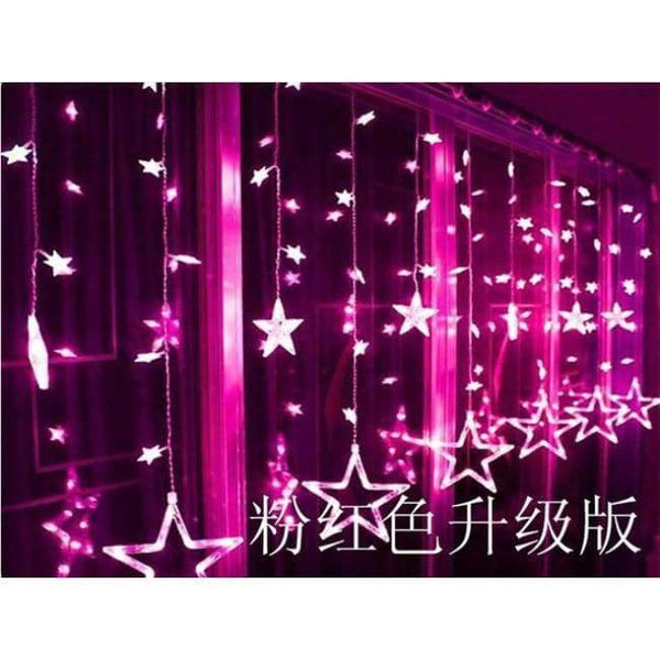 Planet Gates Pink 48star LAIMAIK AC110V or 220V Holiday Lighting LED Fairy Star Curtain String luminarias Garland Decoration Christmas Wedding Light 2M
