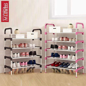 Planet Gates Pink 4L Simple Metal Shoe Rack with Handrail Multi-layer Assembly Shoes Closet Home Furniture Saving Space Shoe Organizer for Hallway
