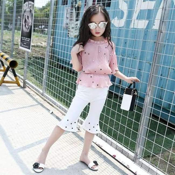 Planet Gates Pink / 4T Summer Pink Red Girls Clothing Sets 5 6 7 8 9 10 11 12 13 12 13 14 Kids Shirts + Pants 2pcs Teenage Baby Girls Clothes Sets