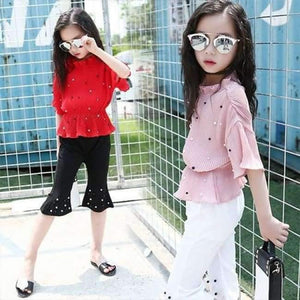 Planet Gates Pink / 4T Summer Pink Red Girls Clothing Sets 5 6 7 8 9 10 11 12 13 12 13 14 Kids Shirts + Pants 2pcs Teenage Baby Girls Clothes Sets