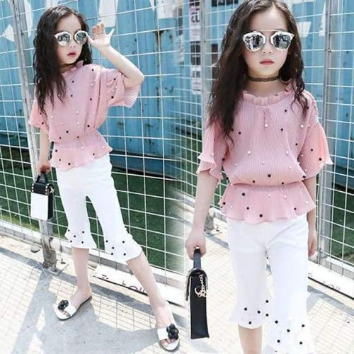 Planet Gates Pink / 4T Summer Pink Red Girls Clothing Sets 5 6 7 8 9 10 11 12 13 12 13 14 Kids Shirts + Pants 2pcs Teenage Baby Girls Clothes Sets