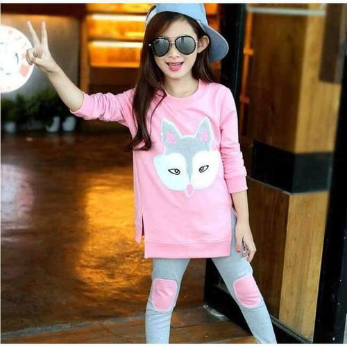 Planet Gates Pink / 4T Teenage Girls Clothing Sets Autumn Winter Girls Clothes Set Fox T-Shirt+Pants 2pcs Kids Girls Sport Suit Children Clothing