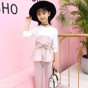 Planet Gates pink / 4T Teenagers girls clothes for 4- 14 yrs girls fashion 3pcs children clothing set long sleeve t-shirt+pants+belt kids outfit