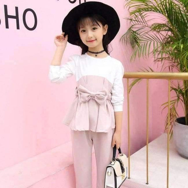 Planet Gates pink / 4T Teenagers girls clothes for 4- 14 yrs girls fashion 3pcs children clothing set long sleeve t-shirt+pants+belt kids outfit