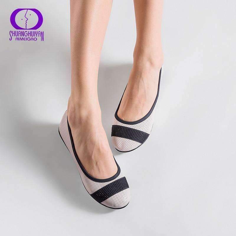 Planet Gates Pink / 5.5 AIMEIGAO Fashion Slip On Women Flats Shoes Soft Leather White Pink Loafers Spring Autumn Comfortable Ballet Shoes For Women