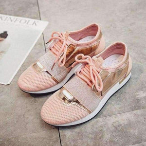 Planet Gates Pink / 5.5 Fashion Sneakers for Women Flat Casual Shoes Breathable Mesh Shoes Brand Women's Flats YX001