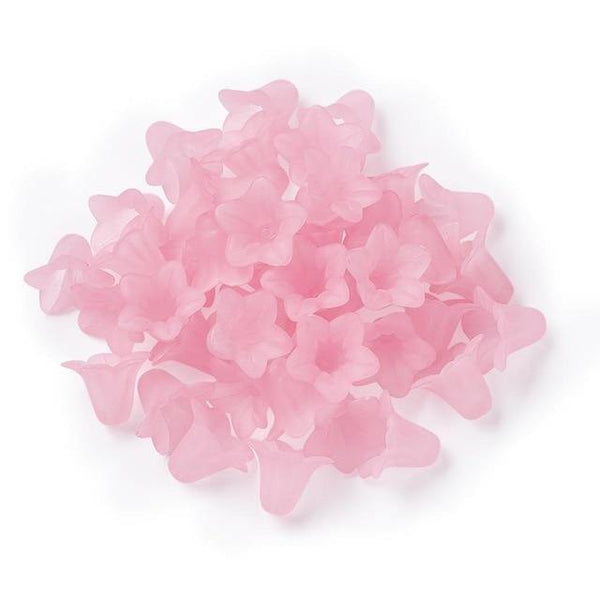 Planet Gates Pink 50pcs Frosted Transparent Acrylic Flower Beads for Earrings Necklaces Bracelets jewelry Making DIY White Red 16x12mm hole: 1.5mm