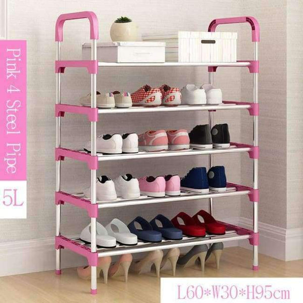 Simple Metal Shoe Rack with Handrail Multi-layer Assembly Shoes Closet Home Furniture Saving Space Shoe Organizer for Hallway