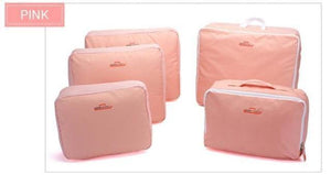 Planet Gates Pink 5PCS Set Fashion Clothes Organizer Travel Bag Large Capacity Bag Women Folding Bag Unisex Luggage Traveling Handbag tailor-made