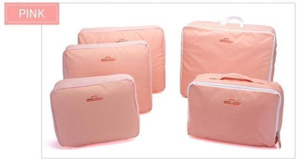Planet Gates Pink 5PCS Set Fashion Clothes Organizer Travel Bag Large Capacity Bag Women Folding Bag Unisex Luggage Traveling Handbag tailor-made