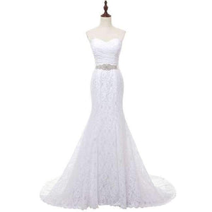 Planet Gates Pink / 6 / 100cm Wedding Gown Real Photos White Lace Cheap Mermaid Wedding Dress Train 2017 Vintage Sash vestido De noiva 2017 SLD-W001