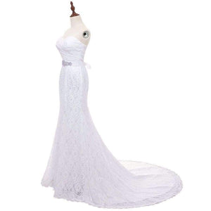 Planet Gates Pink / 6 / 100cm Wedding Gown Real Photos White Lace Cheap Mermaid Wedding Dress Train 2017 Vintage Sash vestido De noiva 2017 SLD-W001