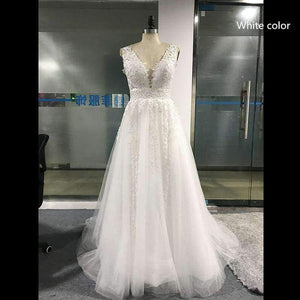 Planet Gates Pink / 6 / 50cm Wedding Dress  Peach Lace Appliques Beaded V-neck Pictures Real Plus Size A-Line Custom made Long Prom Party Dress Hot Sale