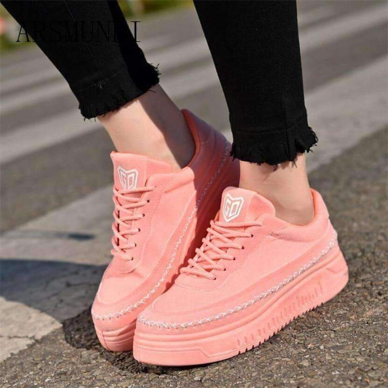 Planet Gates Pink / 6 ARSMUNDI 2018 Spring New Designer Wedges Pink Platform Sneakers Women Vulcanize Shoes Tenis Feminino Casual Female Shoes L236