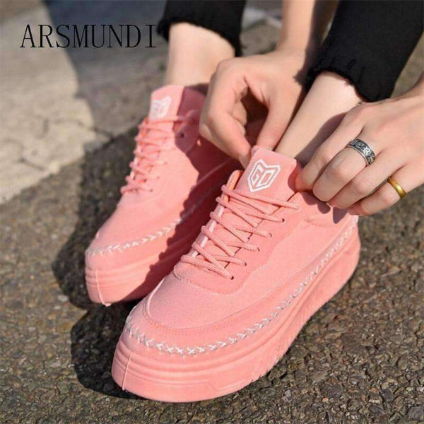 Planet Gates Pink / 6 ARSMUNDI 2018 Spring New Designer Wedges Pink Platform Sneakers Women Vulcanize Shoes Tenis Feminino Casual Female Shoes L236