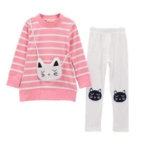 Planet Gates Pink / 6 Autumn Winter Girls Clothes Set Teenage Girls Clothing Sets Strip T-Shirt+Pant 2pcs Kids Girl Sport Suit Children Clothes