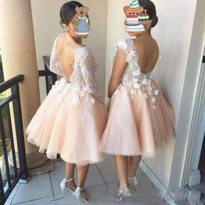 Planet Gates Pink / 6 Bridesmaid Dresses vestido madrinha Appliques Coral Bridesmaid Gowns Lace Backless Wedding Guest Dress Custom Made