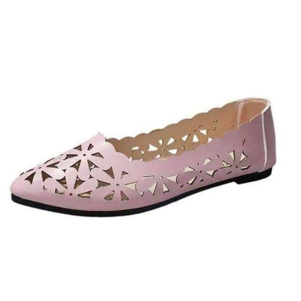 Planet Gates Pink / 6 / China 2018 New Arrival Women Flats Shoes Shallow Flat Heel Hollow Out Flower Shape Nude Shoes Pointed-toe Shoes zapatos mujer