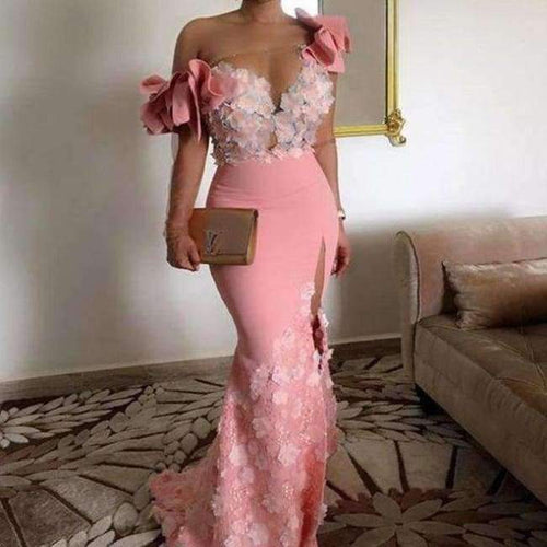 Planet Gates Pink / 6 Evening Dress Long Elegant abiye abendkleider abiti da cerimonia da sera Pink Evening Dresses Appliques Robe De Soiree