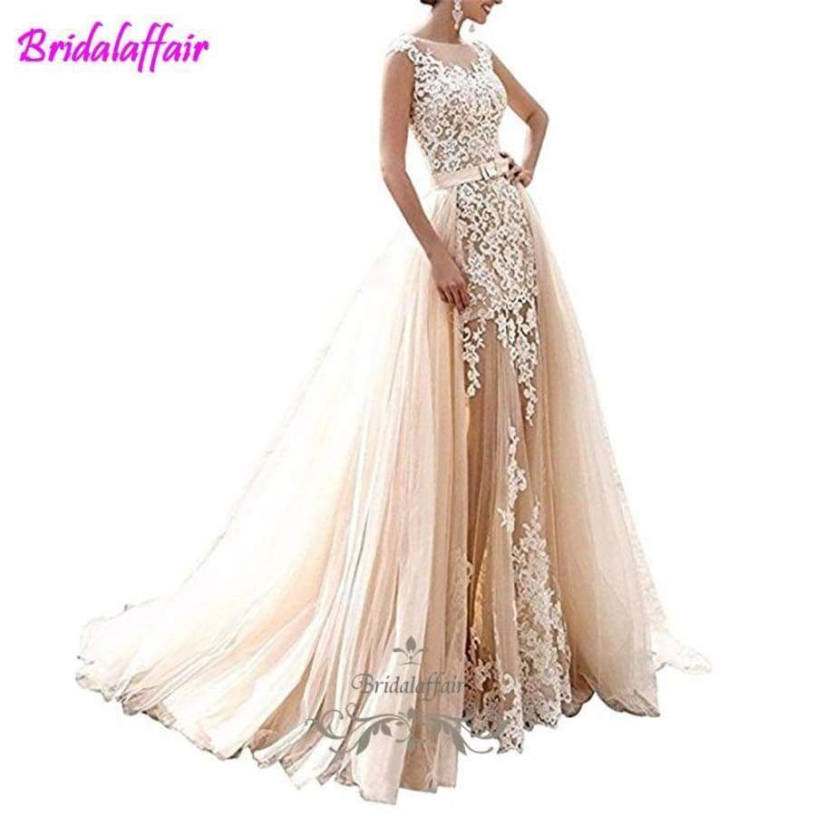 Planet Gates Pink / 6 / Floor Length Wedding Dress Sleeveless For Bride With Removable Train 2018 mermaid wedding dresses china detachable train