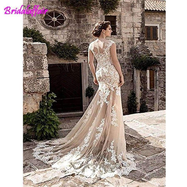 Planet Gates Pink / 6 / Floor Length Wedding Dress Sleeveless For Bride With Removable Train 2018 mermaid wedding dresses china detachable train