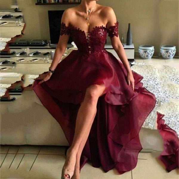 Planet Gates Pink / 6 High Low Burgundy Bridesmaid Dresses Sexy Appliques Backless Prom Dress Prom Party Gowns 2018 Vestido de festa