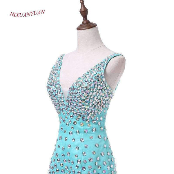 Planet Gates Pink / 6 New Custom Made Mint Satin Cocktail Dress 2017 Deep V-Neck Sexy Party Dress Short Crystal vestidos de cocktail