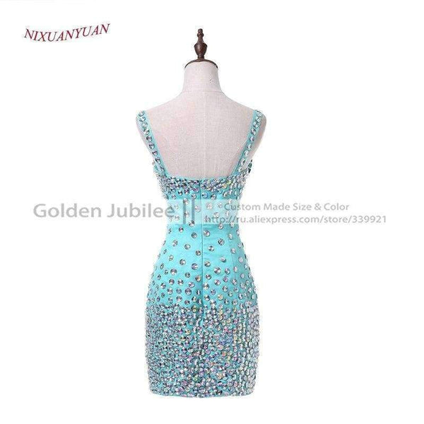 Planet Gates Pink / 6 New Custom Made Mint Satin Cocktail Dress 2017 Deep V-Neck Sexy Party Dress Short Crystal vestidos de cocktail