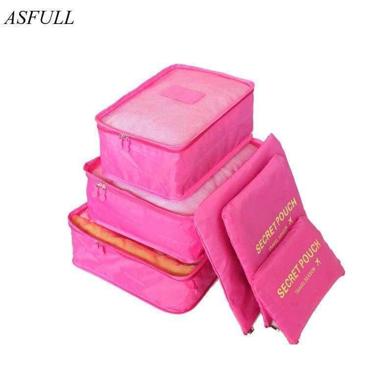 Planet Gates Pink 6 pcs Home Storage Bag Organization Polyester Packing Cube Travel Bags Clothes Closet Divider Tidy Drawer Handbag Laptop Bag