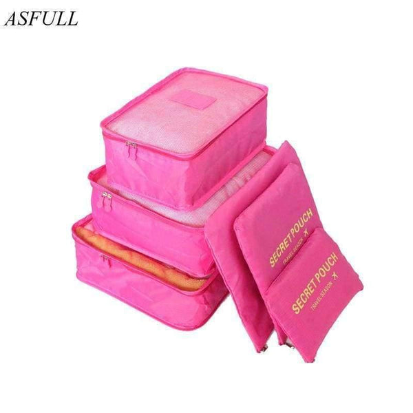 Planet Gates Pink 6 pcs Home Storage Bag Organization Polyester Packing Cube Travel Bags Clothes Closet Divider Tidy Drawer Handbag Laptop Bag
