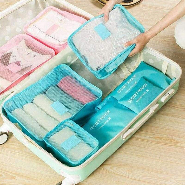 Planet Gates Pink 6 pcs Home Storage Bag Organization Polyester Packing Cube Travel Bags Clothes Closet Divider Tidy Drawer Handbag Laptop Bag