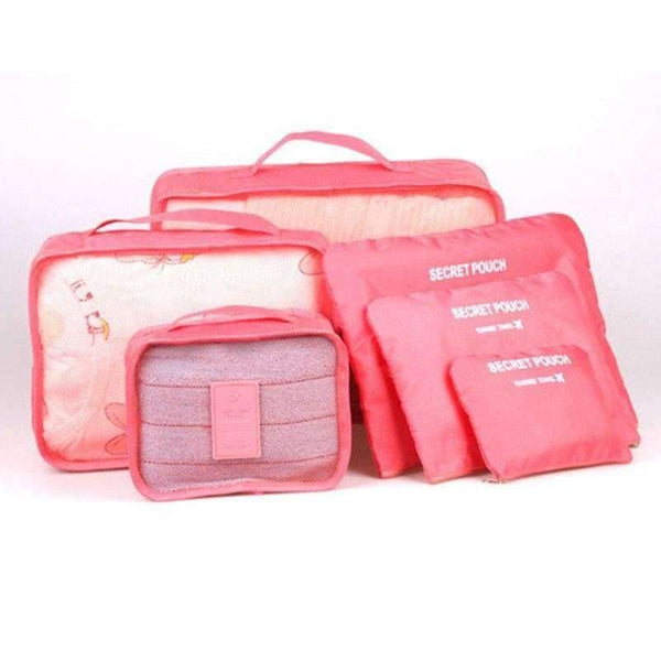 Planet Gates Pink 6 pcs Home Storage Bag Organization Polyester Packing Cube Travel Bags Clothes Closet Divider Tidy Drawer Handbag Laptop Bag