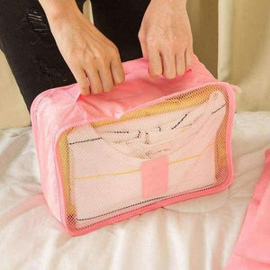 Planet Gates Pink 6 pcs Home Storage Bag Organization Polyester Packing Cube Travel Bags Clothes Closet Divider Tidy Drawer Handbag Laptop Bag