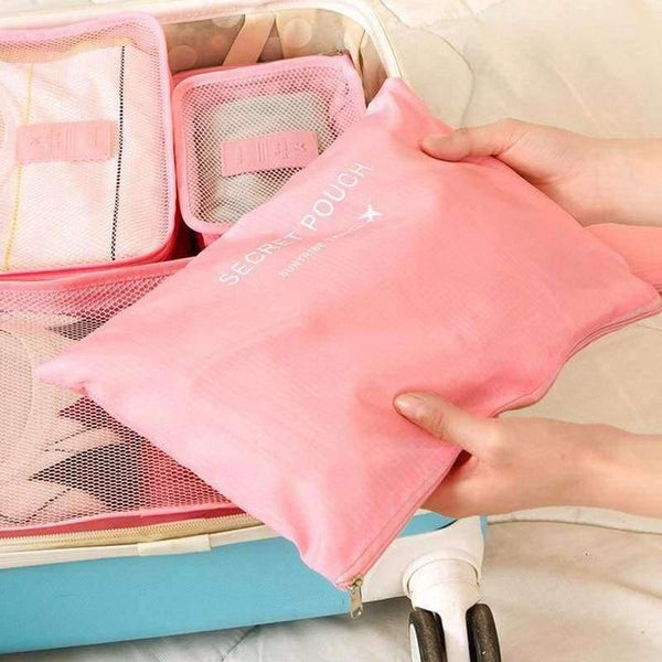 Planet Gates Pink 6 pcs Home Storage Bag Organization Polyester Packing Cube Travel Bags Clothes Closet Divider Tidy Drawer Handbag Laptop Bag