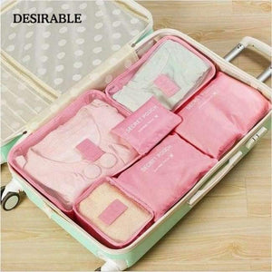 Planet Gates Pink 6 pcs Home Storage Bag Organization Polyester Packing Cube Travel Clothing Bags Laptop Bag Tidy Purse Closet Drawer Divider
