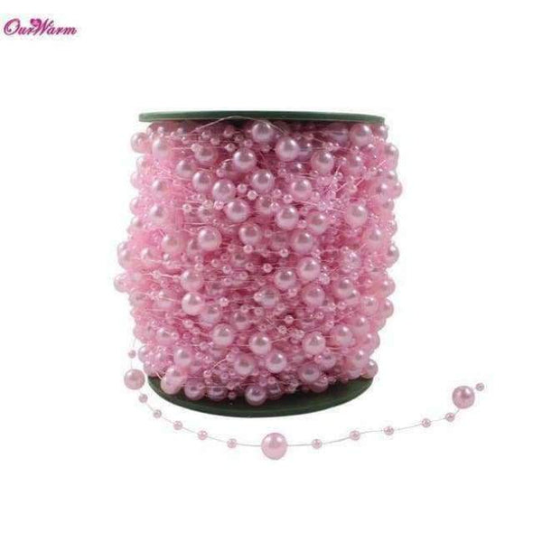 Planet Gates Pink 60 Meters Fishing Line Artificial Pearls Beads Chain Garland Flowers DIY Jewelry Accessories Wedding Party Decoration