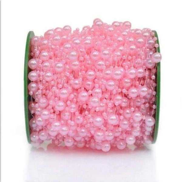 Planet Gates Pink 60m/roll pearls Beads chain Garland Wedding Centerpiece flower/ Crafting DIY accessory / Bride hair decoration