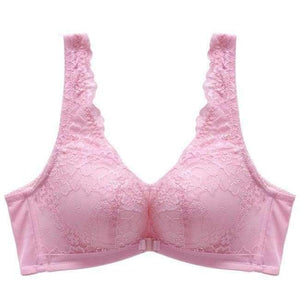 Planet Gates Pink / 70A Seamless Wire Free Front Closure  Adjustable Lace Bra Women Thick Push Up Vest Small Breasts 5/8 Cup Sexy Underwear